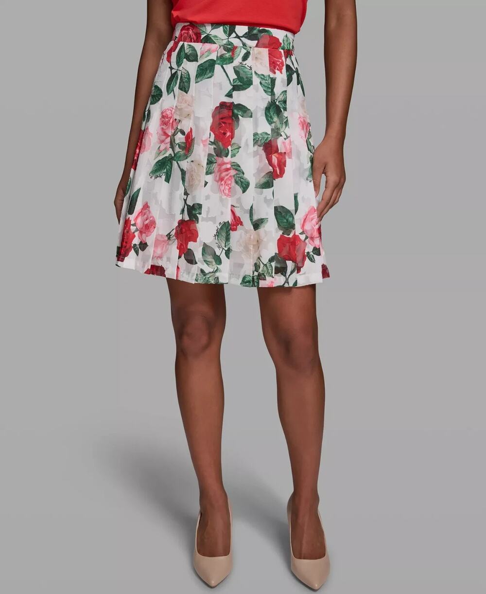 KARL LAGERFELD PARIS Women's Printed Pleat Skirt Multi Size 4 1114